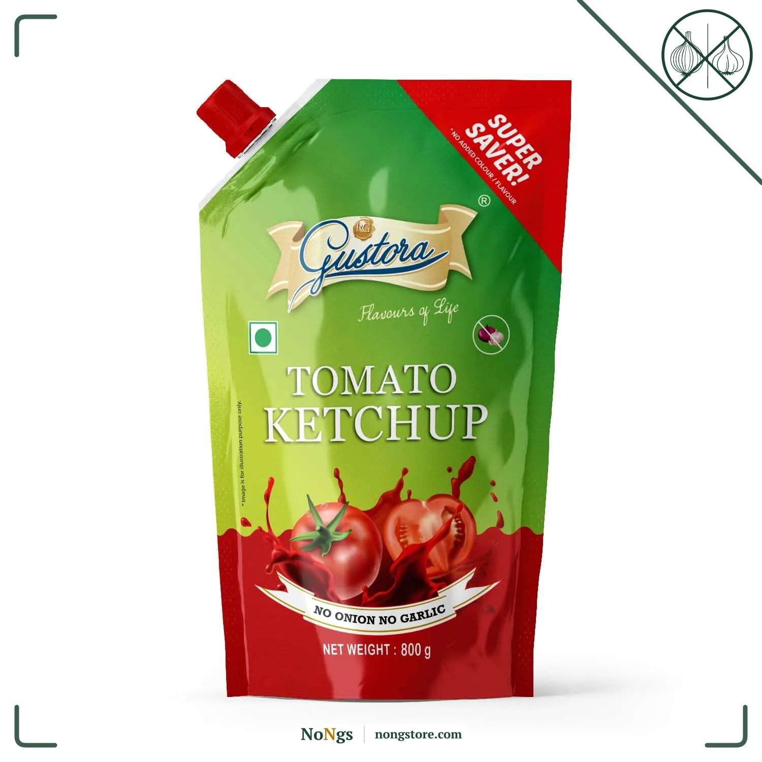 Gustora Real & Natural Rich & Flavourful No Onion no Garlic Jain Tomato Sauce I Super Saver Sweet & Tangy Jain Tomato Ketchup Combo I Non-GMO I Gluten Free I Vegetarian (800 gm)
