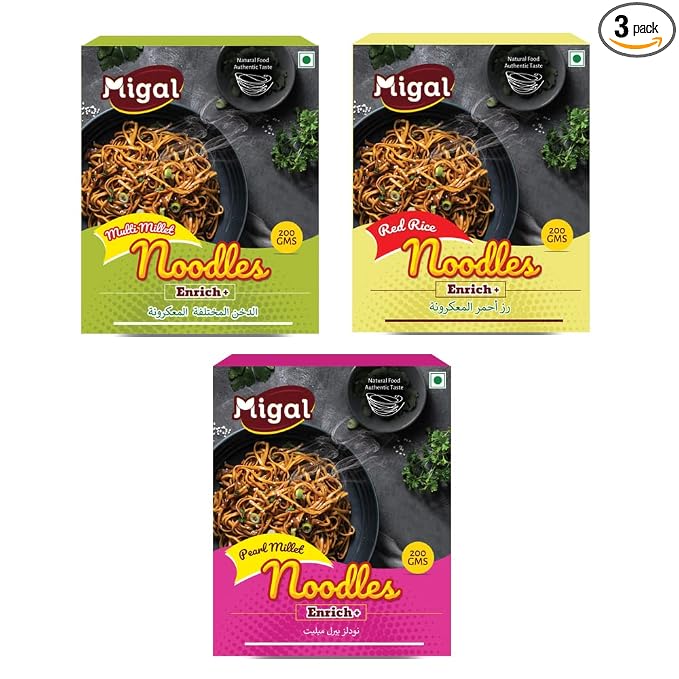 Migal Millet Noodles Combo Pack (Multi Millet + Red Rice + Pearl Millet)