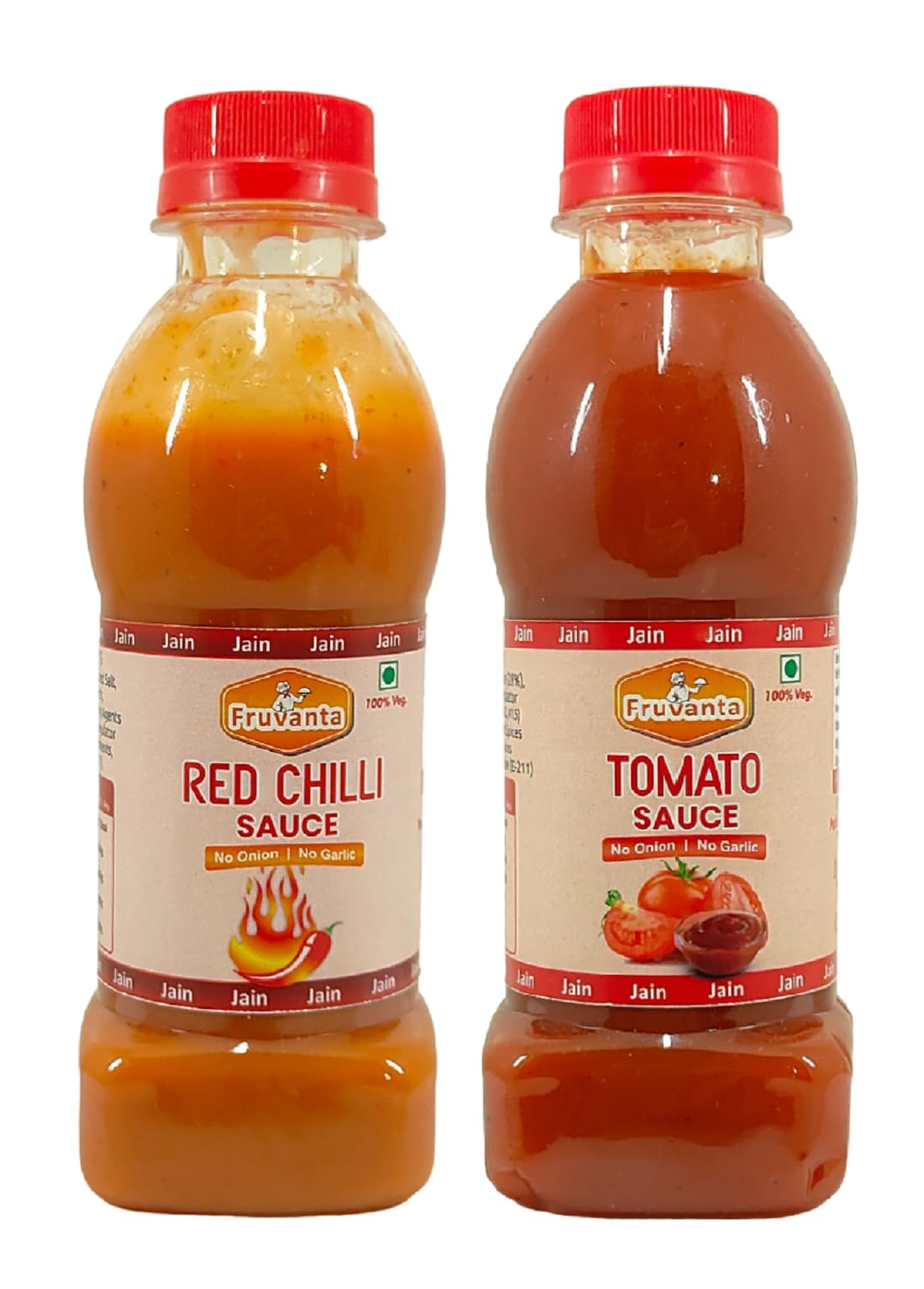 Fruvanta Jain Sauce/Catchup Combo Without Onion/garlic/Potato Tomato Sauce (200gm) and Red Chilli Sauce (200gm) (Pack of 2)