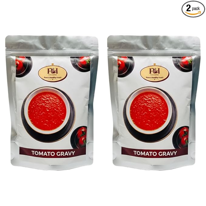 P AND H FOOD EXPORT INDUSTRY Tomato Jain Gravy | No Onion No Garlic | Ready to Use Cooking Base | Rich Tomato Curry Base | No Preservatives, No Artificial Colors | 250 gm Pack of -2