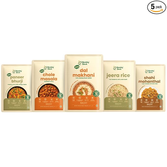 Quicky Bowl Ready to eat jain Meal Combo | Jain Meal | No Onion No Garlic | Instant meal | Freeze Dried | (Pack of 5)