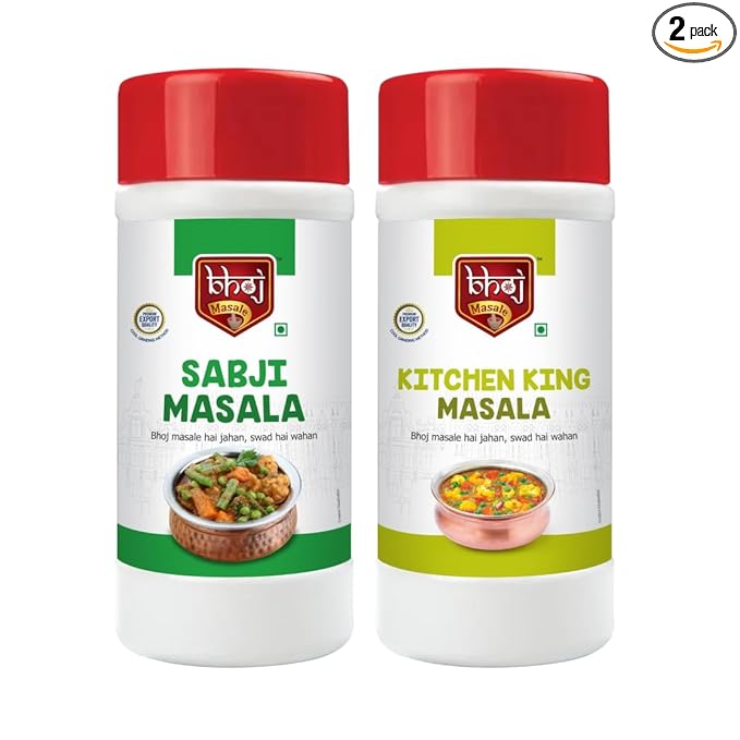 Bhoj Masale Sabji And Kitchen King Powder Combo Pack Net 450GM Each ( Total Gross 1 kg) | Aromatic Spice for Flavorful Indian Cooking | For Flavorful Cooking | No Artificial Flavor Added. No Colour, No Preservatives, No Onion & No Garlic ( Jain Masala)