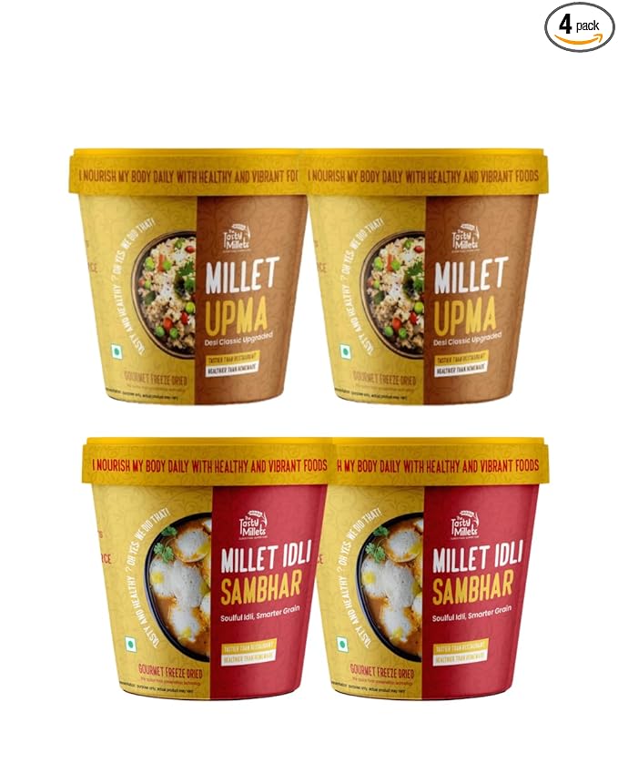 The Tasty Millets South Indian Breakfast Combo | Kodo Millet Idli + Barnyard Millet Upma | High Fibre | Gluten Free | No Refined Flour | Healthy Instant Breakfast Kit
