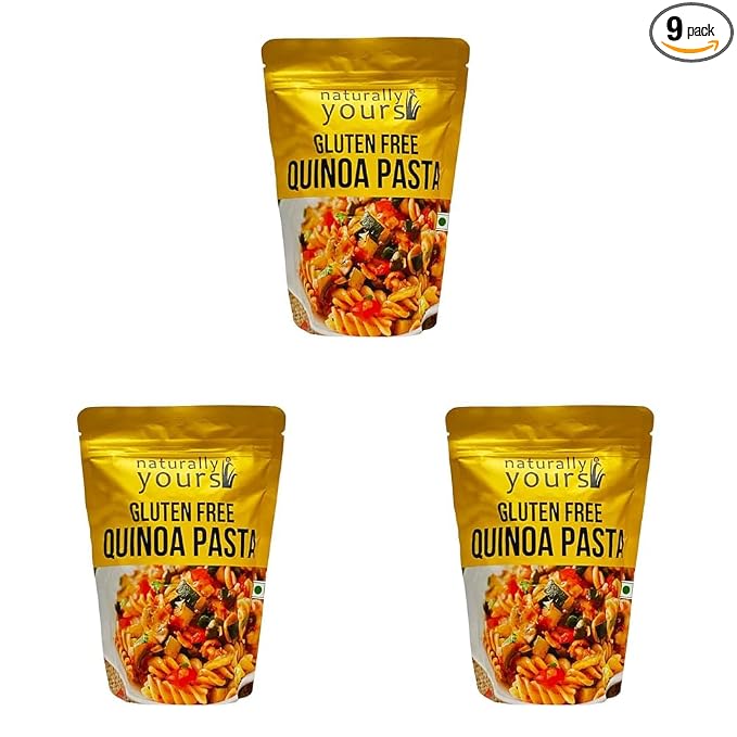 Naturally Yours Gluten Free Quinoa Pasta | 40% Quinoa | No Maida, No Onion No Garlic, Jain Friendly, Vegan, Preservative Free | High Protein & Antioxidants | Non-Sticky | 200g Pack of 9