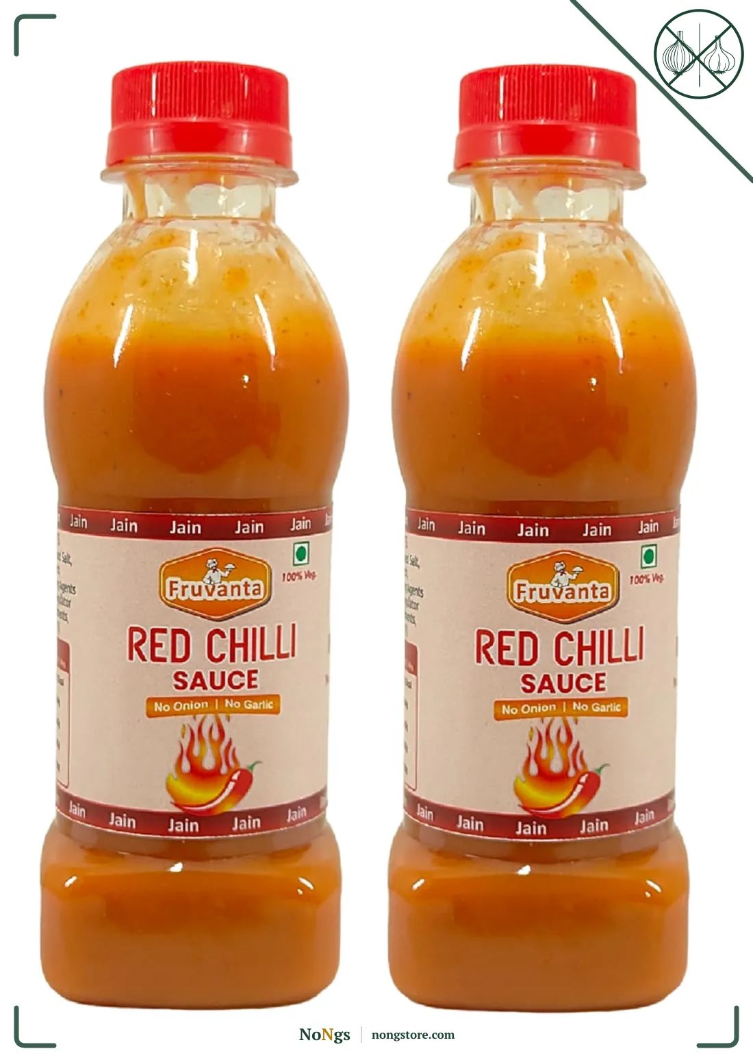 Fruvanta Jain Combo Without Onion/garlic/Potato Red chilli Sauce (200gm) (Pack of 2)