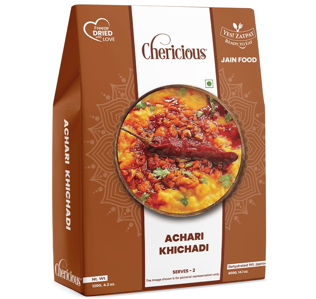 Chericious Ready to Eat Jain Achari Khichdi | Instant Freeze-Dried Khichdi-400g | No Onion No Garlic | Quick Indian Meal | Enriched with Natural Ingredients