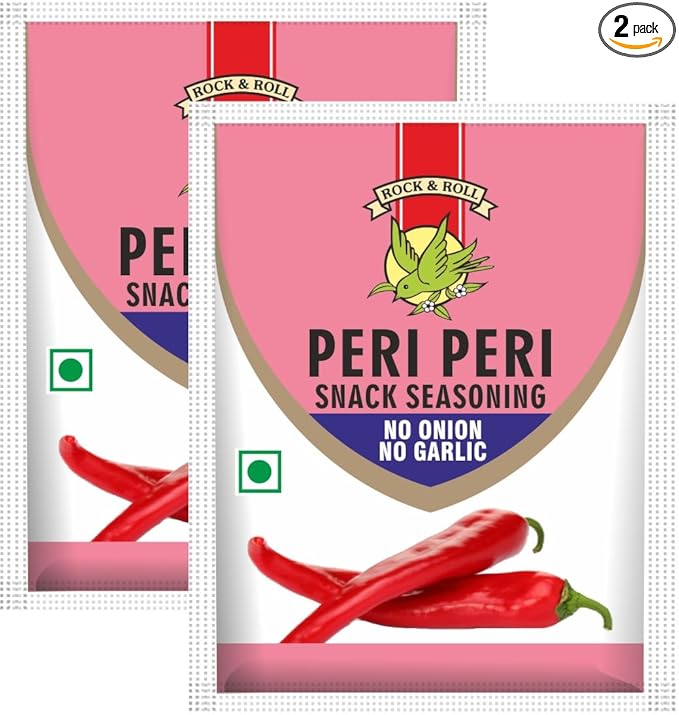 ROCK & ROLL No Onion No Garlic Peri Peri Snack Seasoning Powder(Pack Of 2),60 Grams