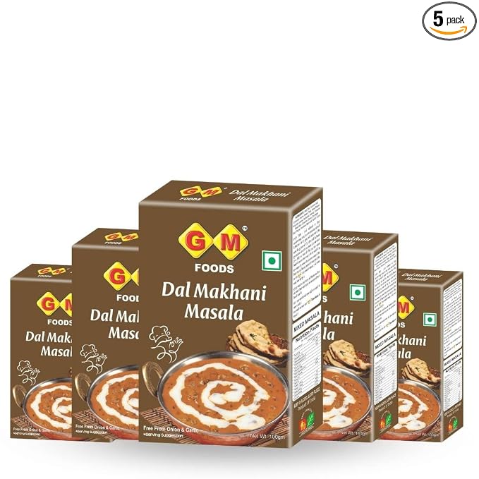 GM Foods Dal Makhani Masala 100g (Pack of 5) | Authentic Indian Style Spice Mix | Rich & Creamy Flavour | No Onion & Garlic | Easy to Cook | Ready to Use Masala for Restaurant-Style Dal at Home