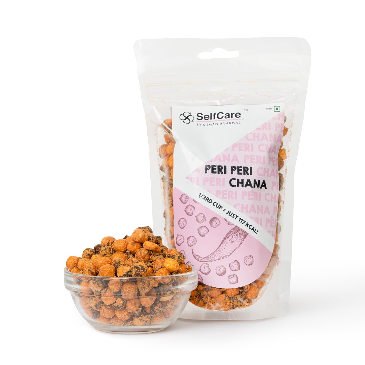 SelfCare By Suman Agarwal Peri Peri Chana Pack of 1 200g | Healthy - Roasted - Gluten free | Snacks - Namkeen - Grocery | Crispy - Chatpata - Tea time Snacking | Travel & Jain Friendly