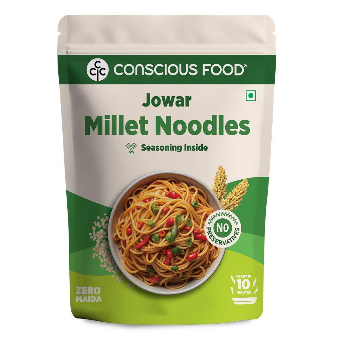 Conscious Food Millet Noodles | 162g | No Preservatives| No Maida | No Msg | No Artificial Colors or Flavors, No Trans Fat & Cholesterol