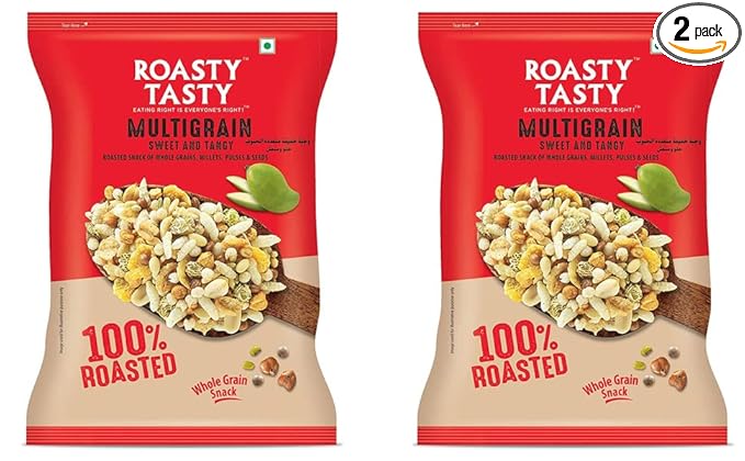 Roasty Tasty Multigrain Mix Sweet & Tangy 400G (200G X 2 Packs)|Healthy Snacks Without Palm Oil|Roasted Namkeen - Cholesterol Free|Transfat Free|Made With Pearl Millet Bajra Flakes - Millet Namkeen