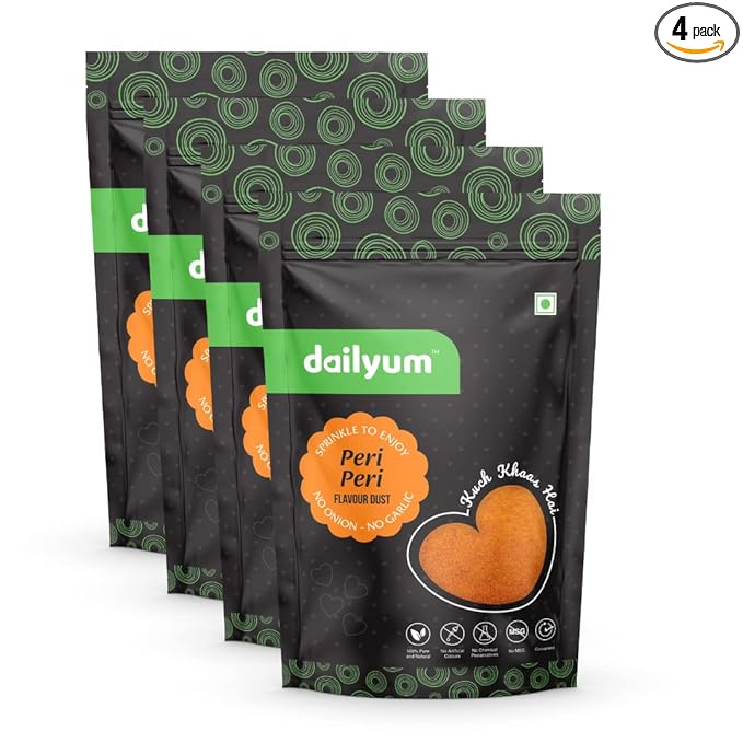 Dailyum Peri Peri Flavour Dust 70 Gram | No Onion No Garlic | Pack of 4 | 70 Gram Each | Peri Peri Seasoning