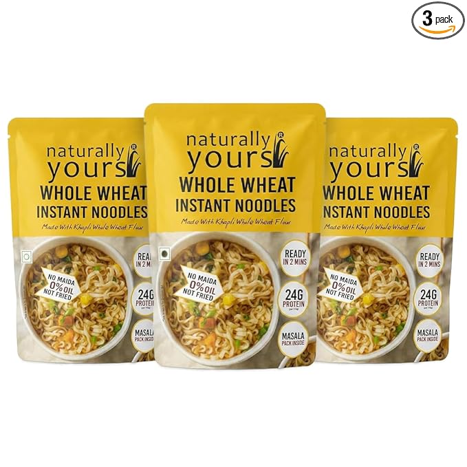Naturally Yours Khapli Atta Whole Wheat Instant Noodles 175g | High Protein & Fiber | 100% Maida-Free | Healthy Meal | Non-Fried | No Onion No Garlic Jain-Friendly | Pack of 3
