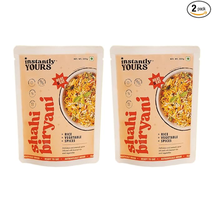 Instantly Yours Ready to Eat Shahi Biryani Veg 500 gm (pack of 2), Ready to Eat Indian Rice with Vegetables and Spices (No Onion No Garlic)(Jain)