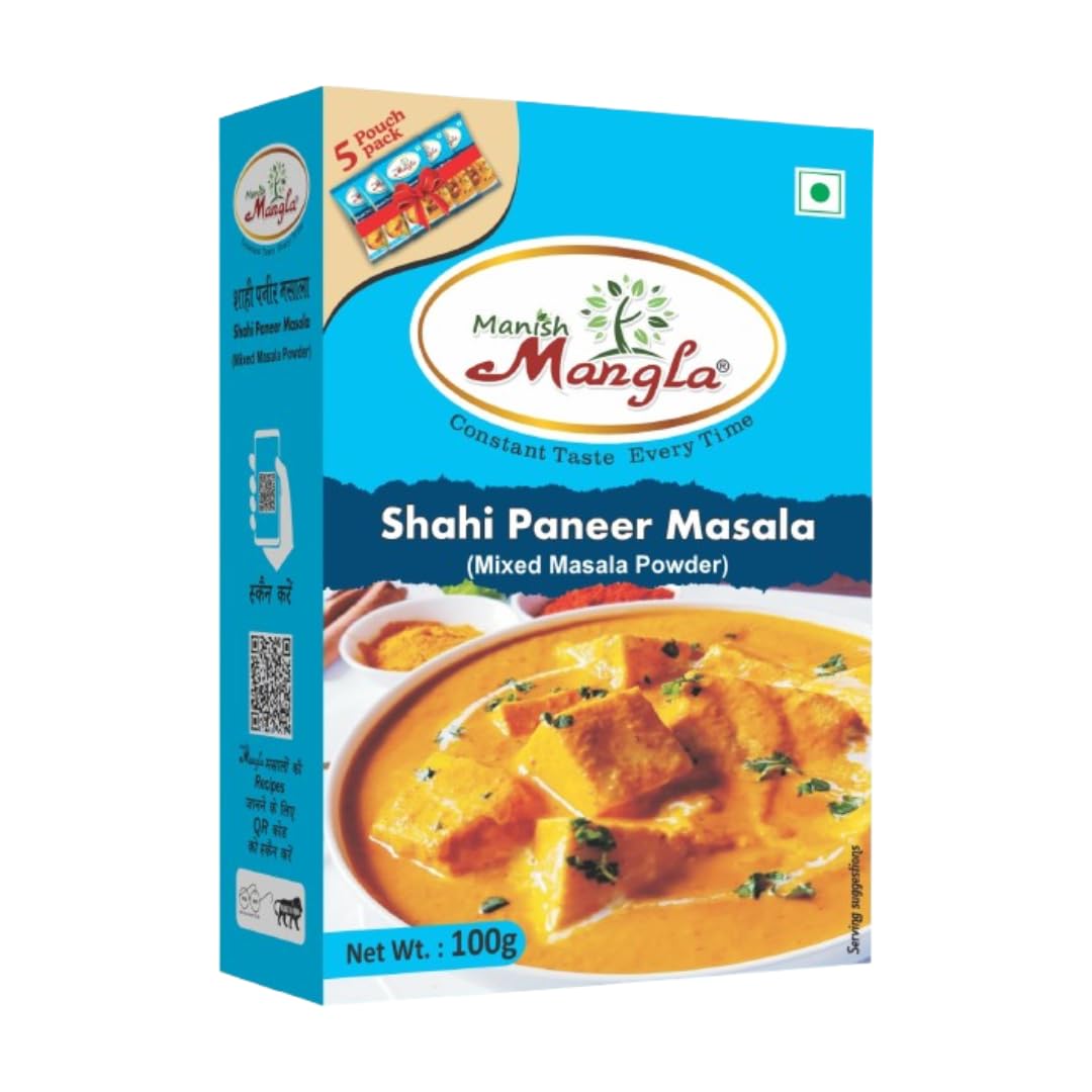 Manish Mangla Shahi Paneer Masala 100g | Mixed Masala Powder with 5 Fresh Sachets | Rich Aroma & Authentic Restaurant Style Taste | Easy Cooking Spice Blend for Shahi Paneer Curry