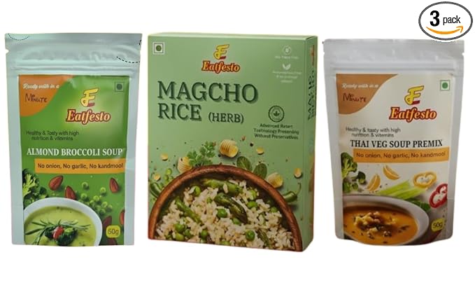 Eatfesto Almond Broccoli Soup Premix 50g | No Onion No Garlic | Jain Friendly | Healthy Instant Soup | Ready in 1 Minute