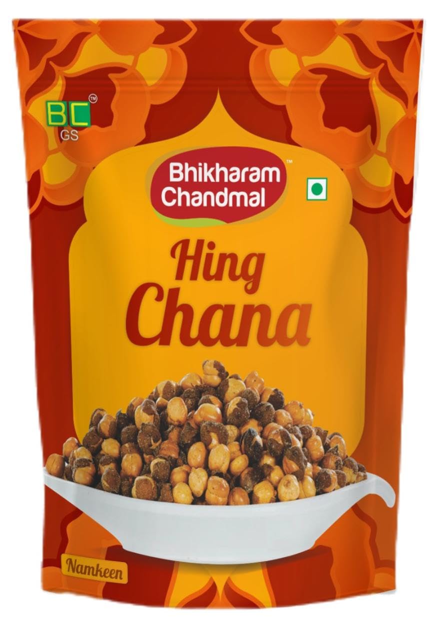 Bhikharam Chandmal's Roasted Hing Chana I 200gms | No Onion No Garlic I 100% Roasted | Fresh from Factory | Travel - Gift Pack | Vegan Gluten-Free | Crunchy, AnyTime Snack I Ready to Eat |
