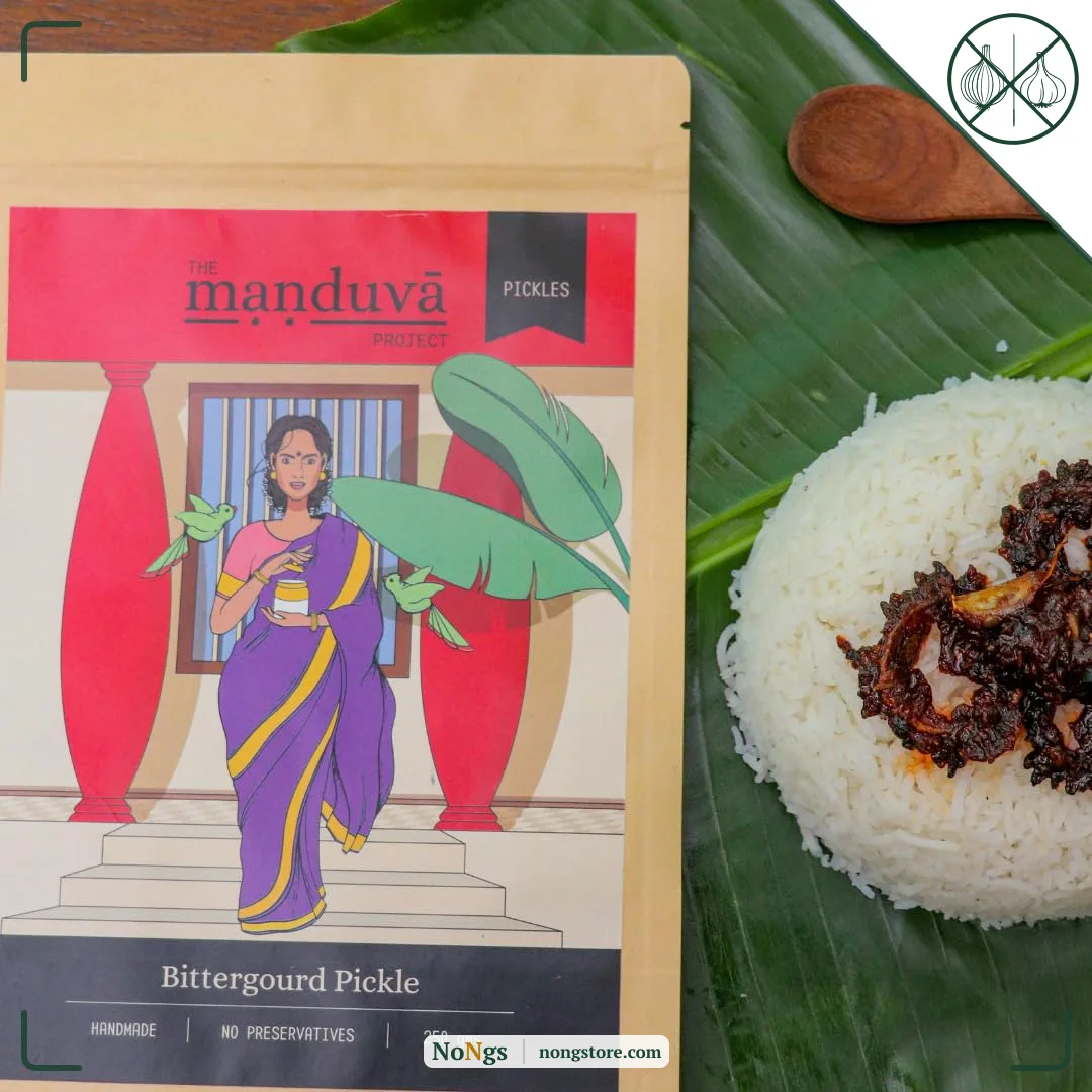 The Manduva Project Bitter Gourd (Karela) Pickle 250g | No Onion | Authentic Andhra Achar | Tangy, Spicy & Slightly Bitter