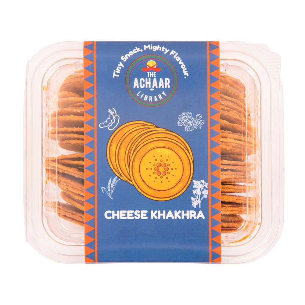 Cheese Mini Khakhra by THE ACHAAR LIBRARY | Whole Wheat Crisps | Bite-Sized | (180 grams)