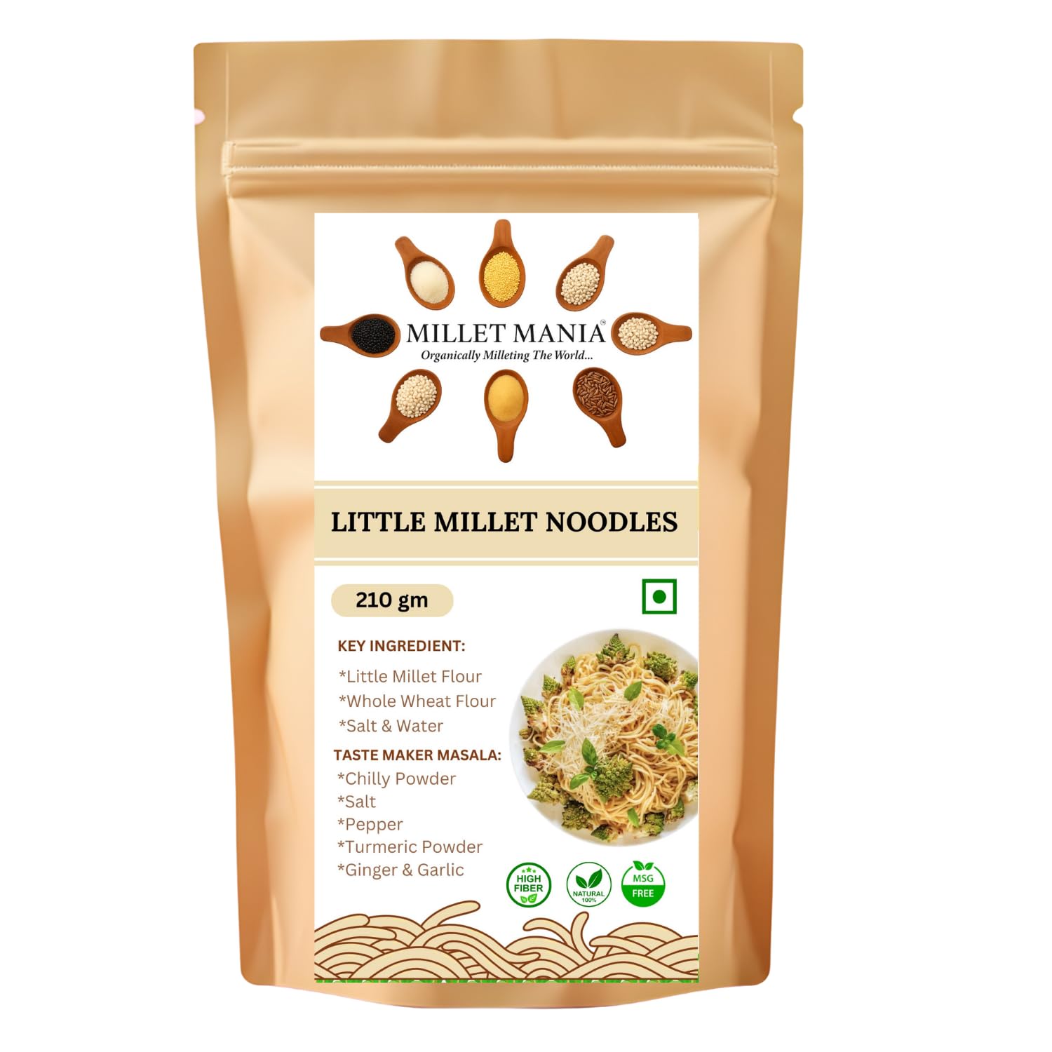 Millet Mania Little Millet Noodles | Healthy & Nutritious Noodles | No Maida, Non-Fried | 100% Vegan | Easy to Digest | Indian Origin (pack of 1)
