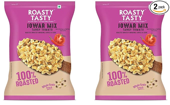 ‎Roasty Tasty Roasted Snack of Jowar Mix, Lentils And Seeds Millet Snacks -Sorghum (Jowar) Flakes, Bengal Gram (Chana Dal), Red Lentil (Masoor) Value Pack - 400g (Pack of 2 200g each) | Export Quality | Gluten Free Snacks | Healthy Diet Snacks