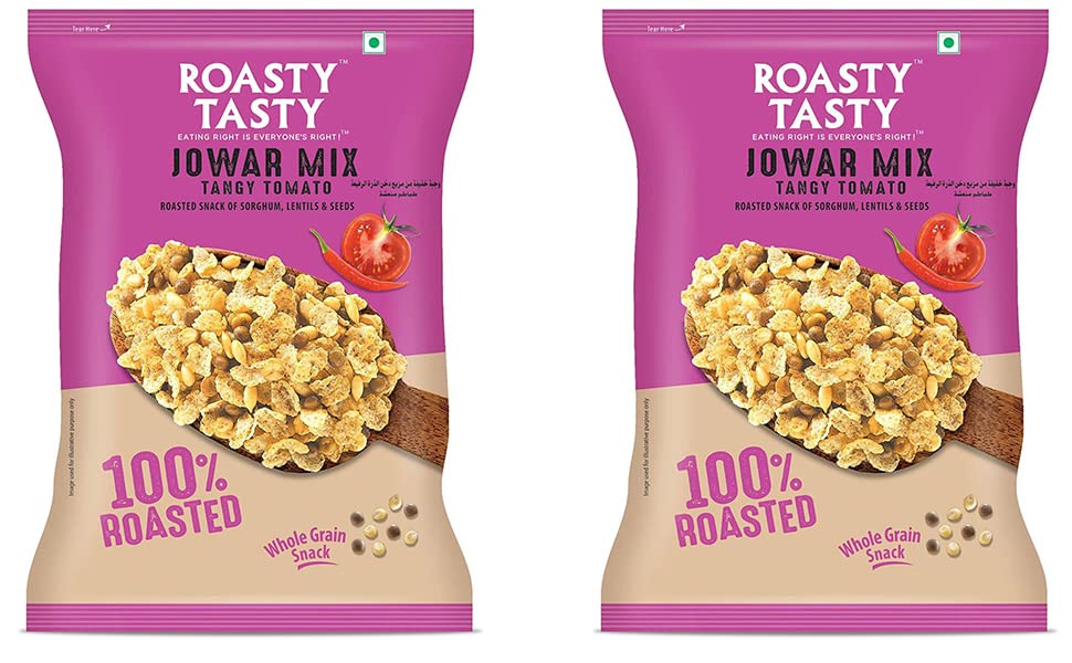 ‎Roasty Tasty Roasted Snack of Jowar Mix, Lentils And Seeds Millet Snacks -Sorghum (Jowar) Flakes, Bengal Gram (Chana Dal), Red Lentil (Masoor) Value Pack - 400g (Pack of 2 200g each) | Export Quality | Gluten Free Snacks | Healthy Diet Snacks
