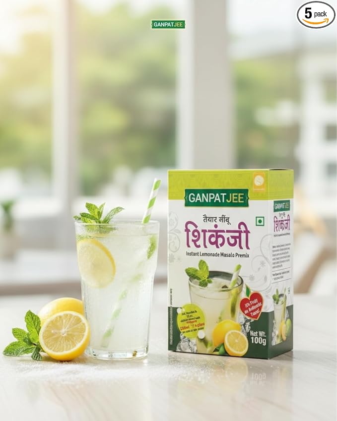 Ganpatjee Instant Shikanji Premix, 200G | No Need to add anything | |Just mix Water/soda | | Ready in Seconds | Instant Indian Lemonade Powder | Summer Cooling Drink | Aids Digestion