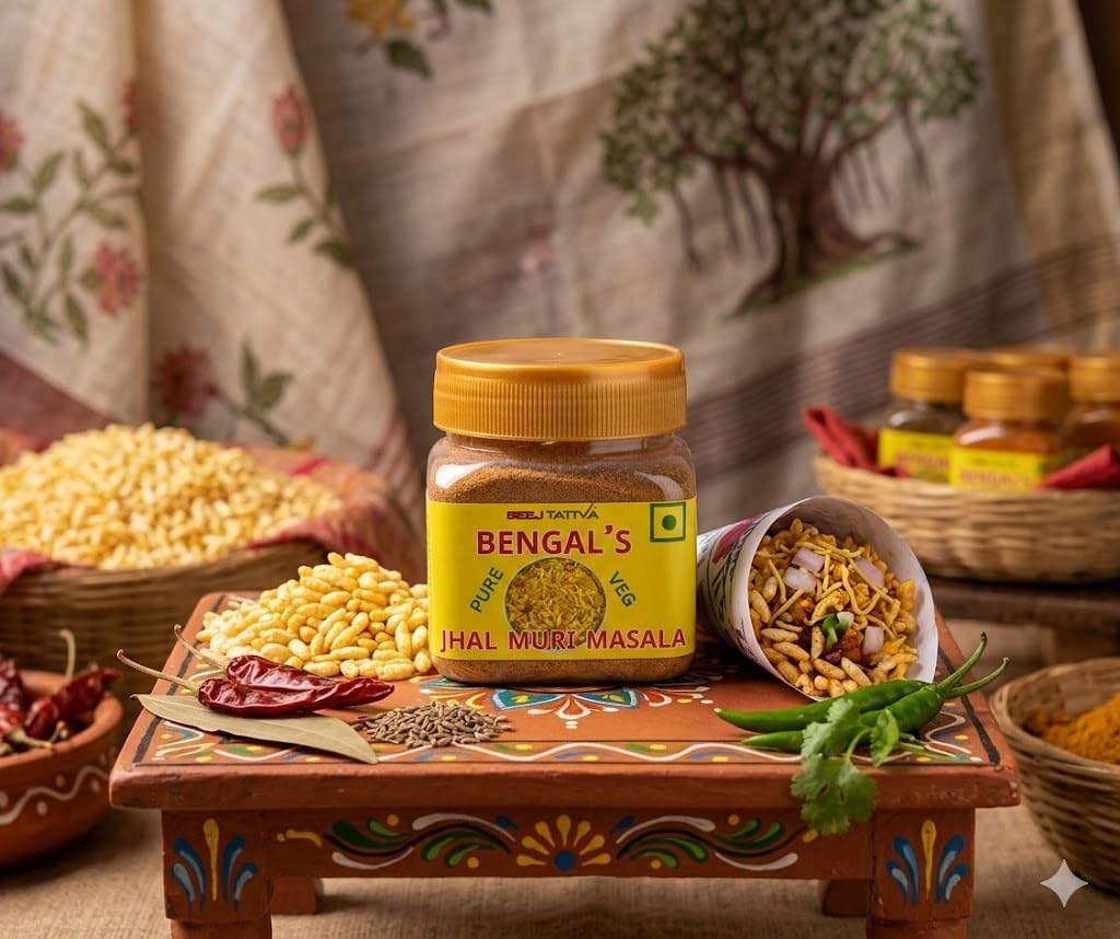 Beej Tattva Kolkata Jhal Muri Masala |No Onion| No Garlic|JarPacking | 50 Grams | For Healthy Cooking | All Seasonings Spices | Pure & Hygiene | Spice Mix | Authentic Taste | Premium Masala