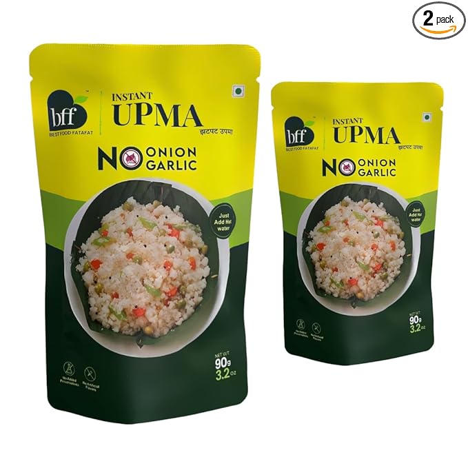 Instant Upma - Pack of 2 (90g Each) | Indian Breakfast Mix | Just Add Water | Made with Semolina & Spices | No Added Preservatives | No Onion, No Garlic