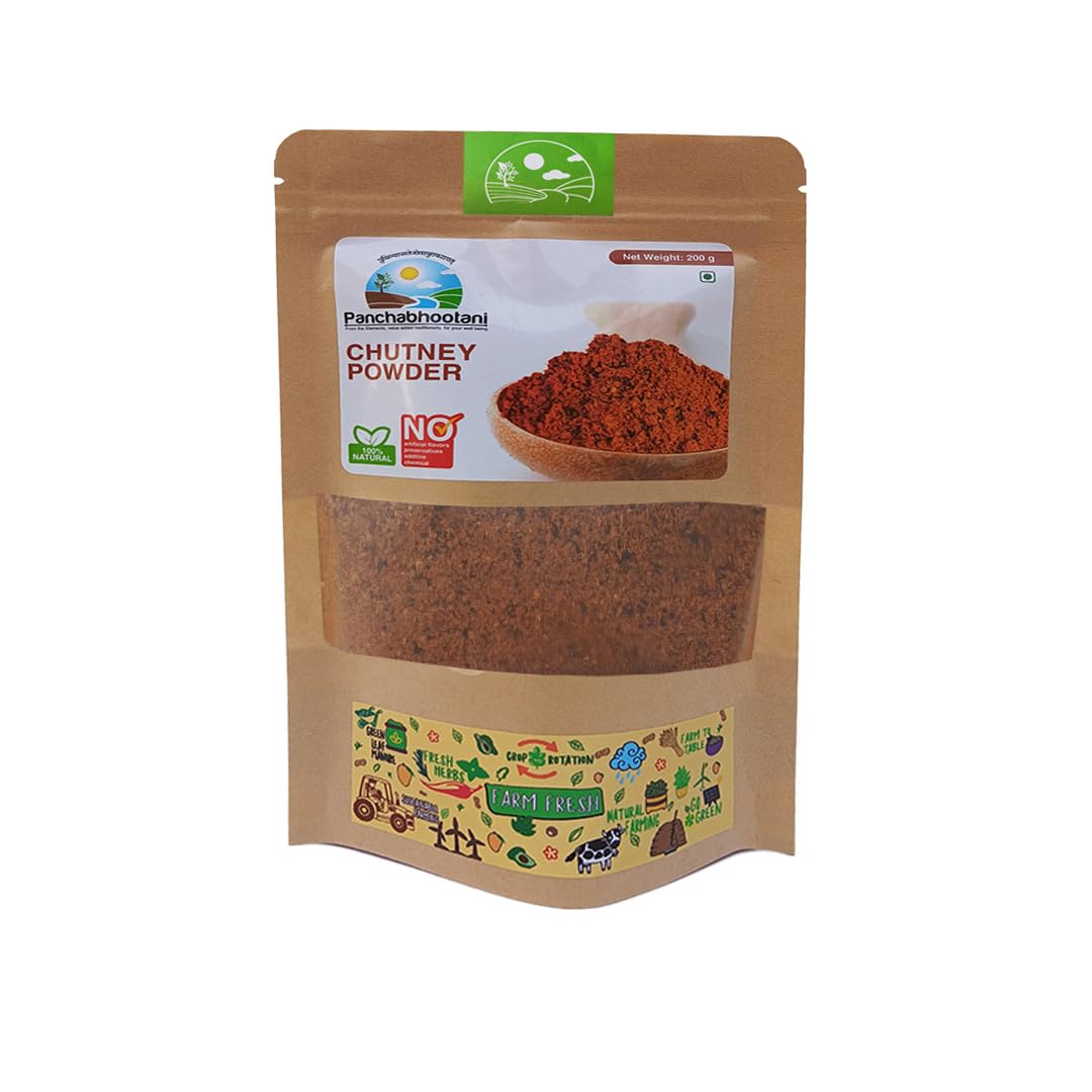 Panchabhootani Chutney Powder 200g| Savour As Dip Or Chutney, Sprinkle Over Dosa & Idly, Long-Shelf Life, No Garlic & Onion, No Added Preservatives & Colour, Purely Hand Picked lentil & Red Chilies