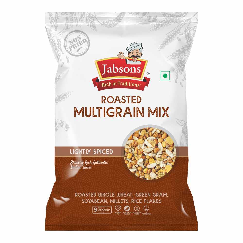 Jabsons Roasted Multigrain Mix 200g | Healthy Protein-Rich Snack | Roasted & Not Fried | Vegan, High Fiber | Mildly Spiced Namkeen