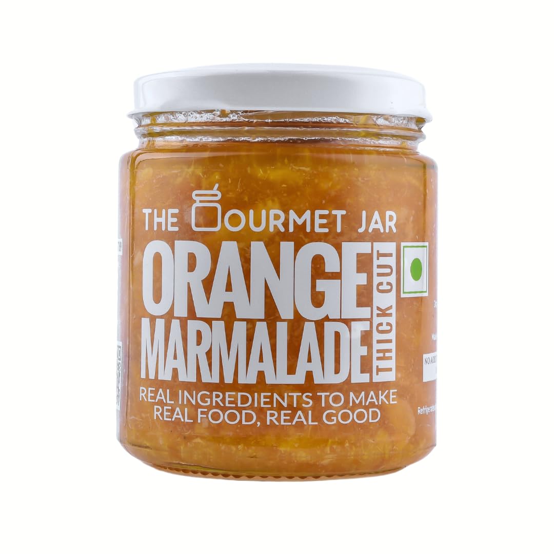 The Gourmet Jar Orange Marmalade 230g| 100% Natural, No Preservatives, No Artificial Colors, No Artificial Flavouring Agents | No Refined Sugar| Orange Jam| Vegan| Contains 54% Oranges| Bitter & Zesty| Use as a marinade, as a glaze on cakes, or simple on a toast| Pack of 1