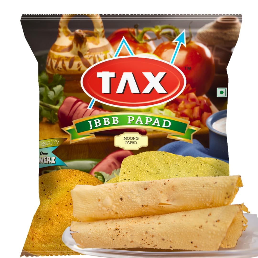 JBBB TAX Moong Papad 400g (Pack of 1) | Rajasthani Bikaneri Style Paapad | Lentil Wafer for Roasting Frying Microwave | Crispy Indian Snack | Side Dish for Dal Chawal Roti Sabzi Khichdi Pulao Meals