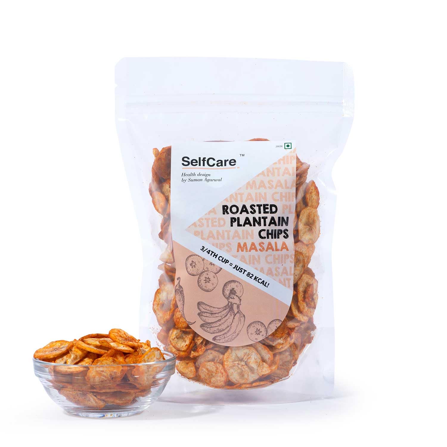 SelfCare By Suman Agarwal Roasted Plantain Chips - Masala Pack of 1 125g | Healthy - Gluten Free | Savoury - Snack - Namkeen - Grocery | Mid Day - Workout - Tea time Snacking | Jain & Travel Friendly