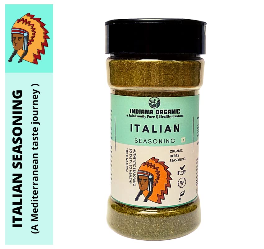 Indiana Organic Italian Herbs - A Mediterranean Taste Journey, Seasoning with Himalayan Herbs (75Gram) (NO Onion and Garlic)