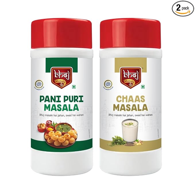 Bhoj Masale Pani Puri And Chaas Masala Powder Combo Pack Net 450GM Each Total Gross 1 kg (net 0.9kg) | Aromatic Jain Spice for Flavorful Indian Cooking | For Flavorful Cooking | No Artificial Flavor Added