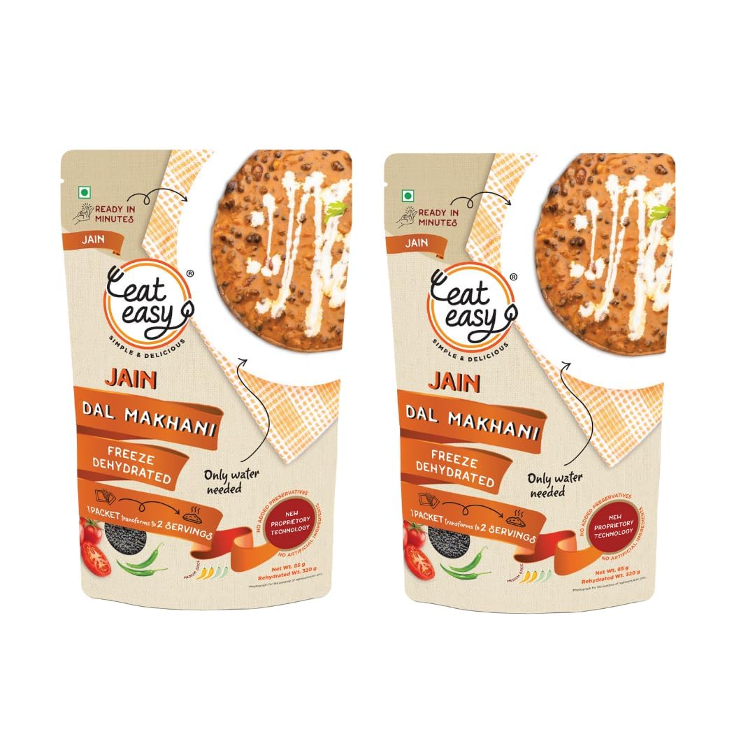 Eat Easy Ready To Eat jain Dal Makhani- 62gm (Pack of 6), Instant Food, Indian Meal, Travel Food, No Preservatives, No Added Artificial Colours & Flavours, Just Add Water and Cook