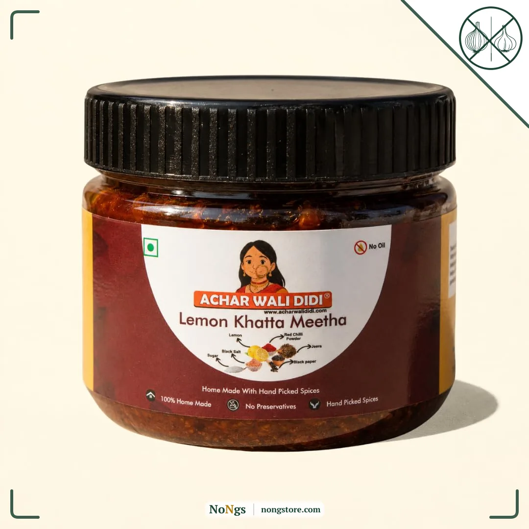 Achar Wali Didi Lemon Khatta Meetha Pickle | Homemade Oil-Free Nimbu ka Achar with No Onion or Garlic | Traditional Lemon Chunda Style Sweet & Sour Pickle | Didi's Taste, Indian (500g)