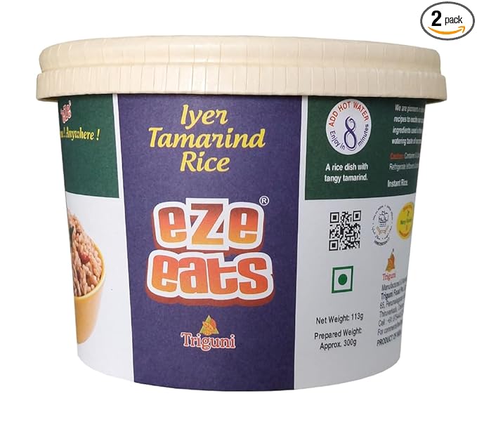 Triguni Eze Eats Iyer Tamarind Rice 300 grams Prepared (Pack of 2)