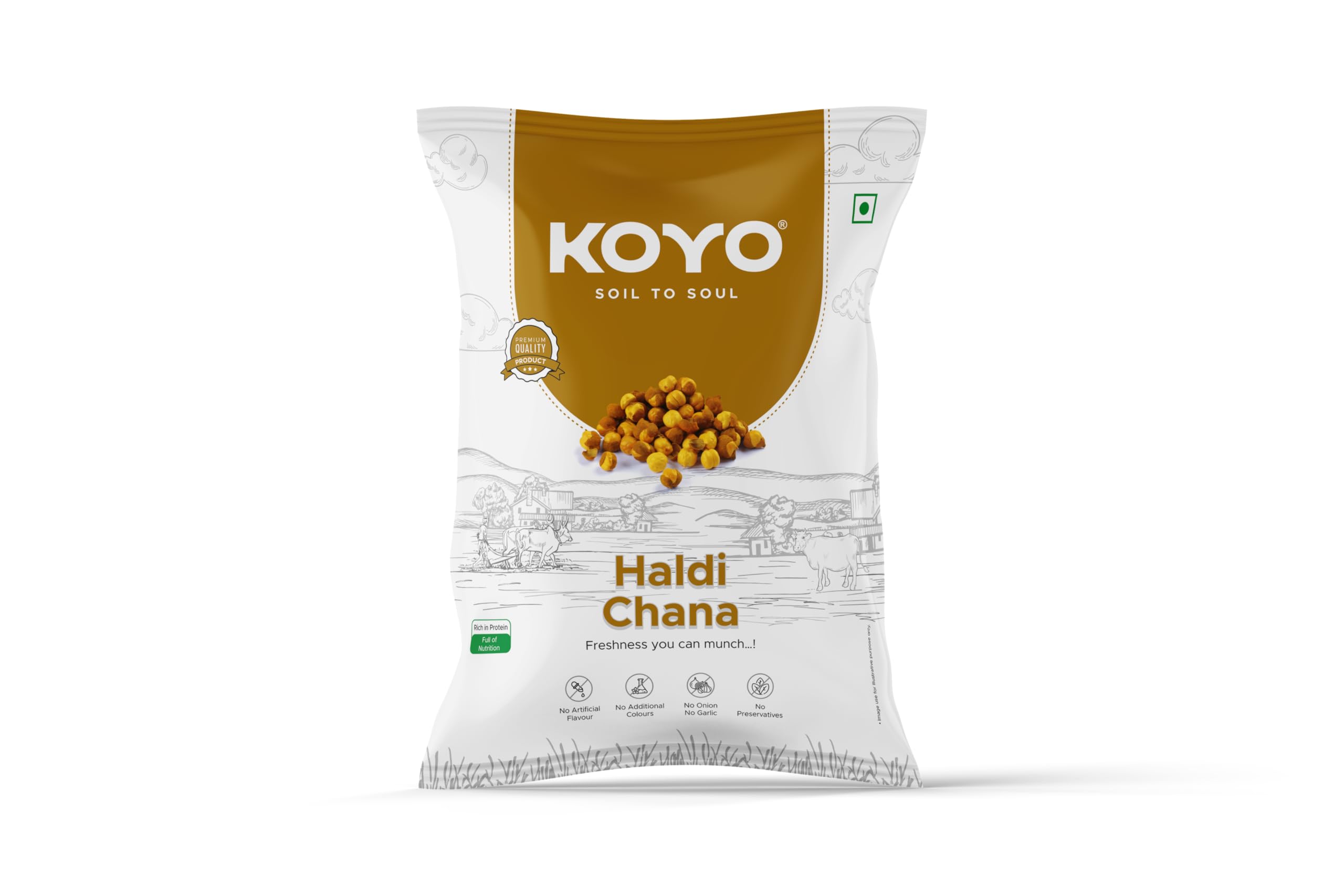 KOYO Haldi Chana 360 Gram | Roasted Chana with Turmeric | High Protein Healthy Snack | Natural & Crunchy | No Artificial Flavour, No Onion, No Garlic | Immunity Booster Snack