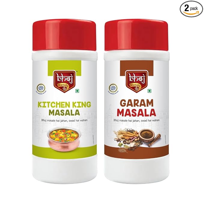 Bhoj Masale Kitchen King And Garam Masala Powder Combo Pack Net 450GM Each ( Gross Total 1 kg ) | Aromatic Spice for Flavorful Indian Cooking | For Flavorful Cooking | No Artificial Flavor Added. No colour, no preservatives, No onion & no garlic ( Jain Masala)