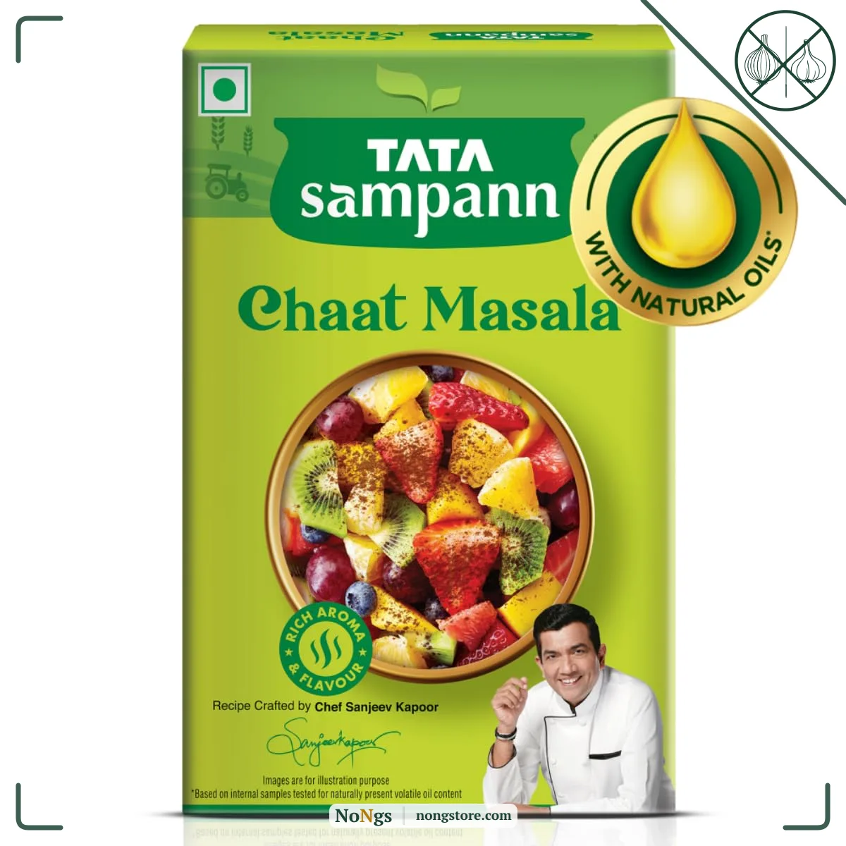 Tata Sampann Chaat Masala with Natural Oils, 100g, Chat Masala Powder, Crafted by Chef Sanjeev Kapoor, With Chef’s Exclusive Tip, Rich Aroma & Flavour