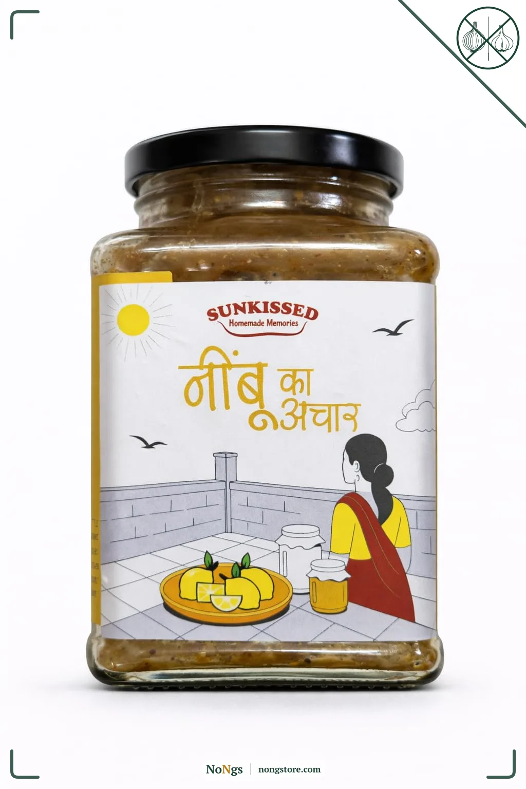 Sunkissed Homemade Memories Fresh Lemon Pickle 400g| Nimbu ka Achar with No Onion & Garlic | Nimbu tangy Oil-Free Pickle | Traditional Grandma-Style Recipe | No chemical, No Preservative