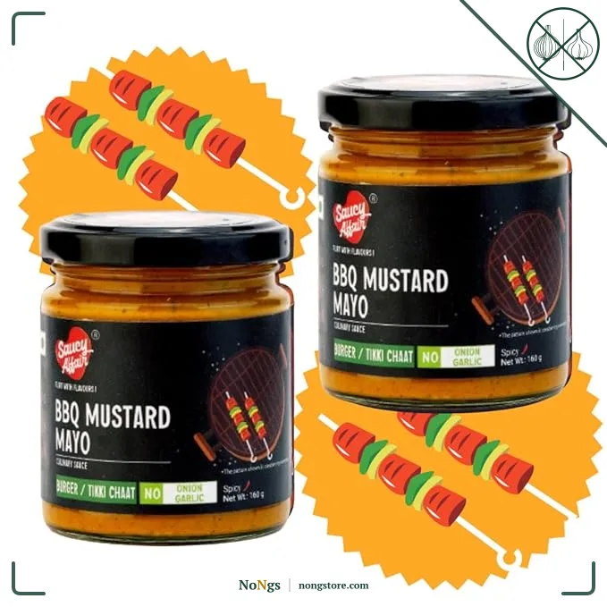 Saucy Affair No Onion No Garlic Sauce | Barbeque Sauce | Tandoori Sauce | BBQ Sauce | Pizza Pasta Sauce | Jain Sauce Pack of 2, 160 gram
