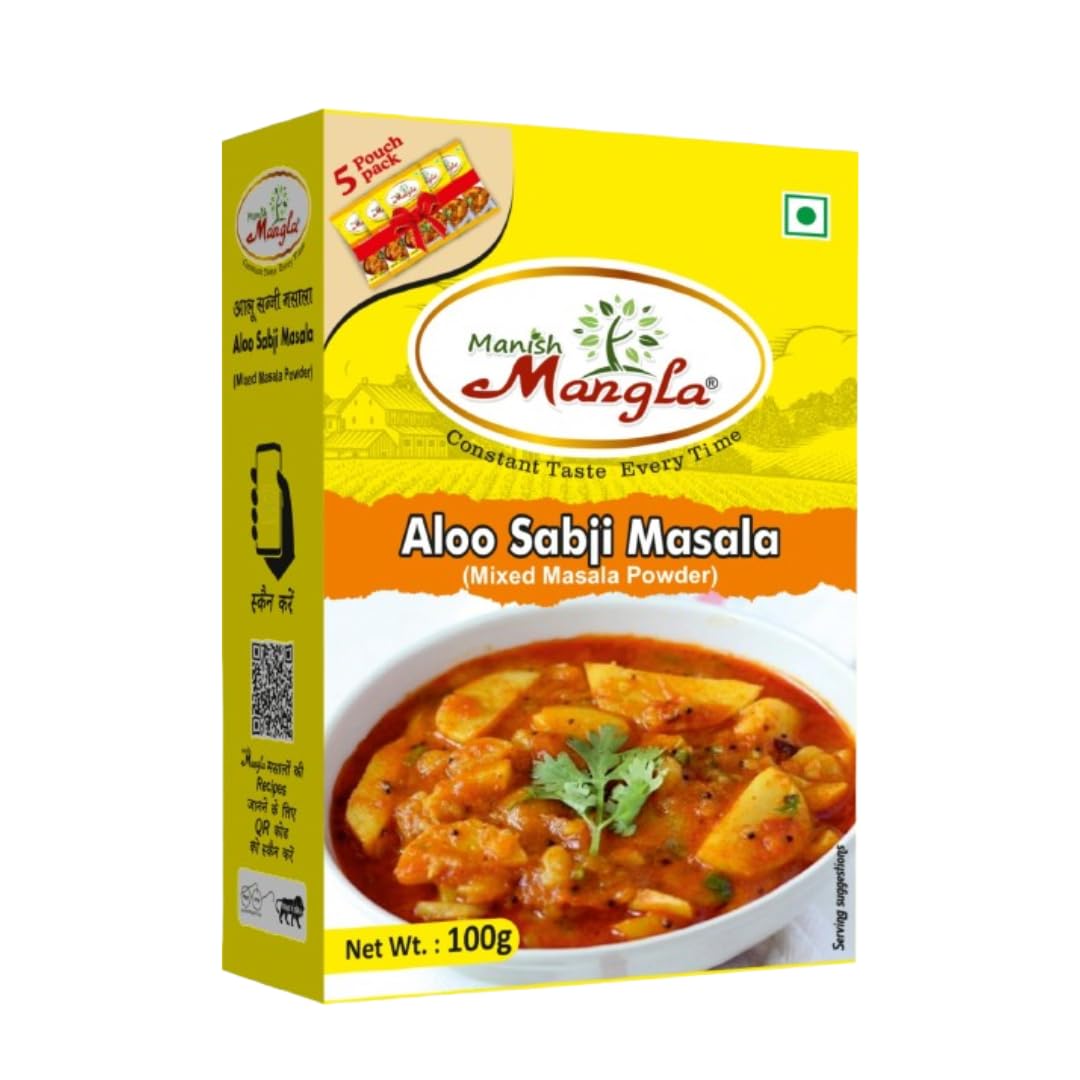 Manish Mangla Aloo Sabji Masala 100g | No Onion No Garlic Spice Mix | Authentic Indian Taste | Perfect for Potato Curries & Veg Dishes | Premium Quality Masala