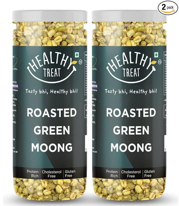 Healthy Treat Roasted Solid Moong 300 gm (Pack of 2-150 gm each) | Spicy Masala Moong | Healthy Roasted Snacks | Protein Rich Snack | Roasted Oil-Free Namkeen | Gluten Free