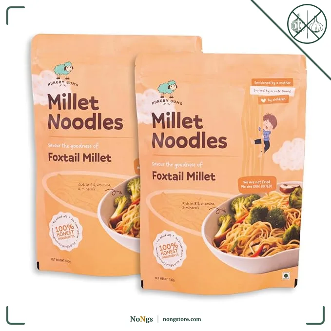 Foxtail Millet Noodle - Pack Of 2 (180gm each) | Sun Dried, Vegan Noodle| Rich in Magnesium and Vitamin B12 | No Maida Noodle | No MSG, No Preservative
