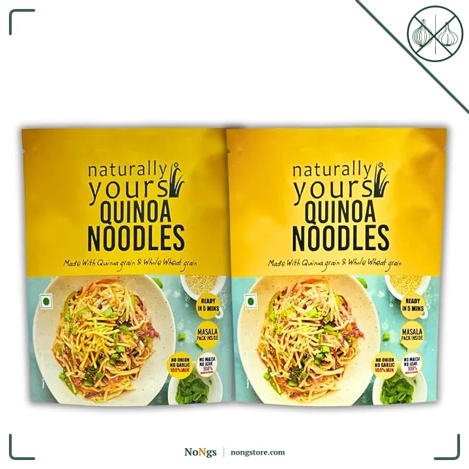 Naturally Yours Quinoa Hakka Noodles | Made with Quinoa & Whole Wheat | No Maida, No Onion No Garlic, 100% Jain Friendly, Non-Fried, Vegan, Preservative Free, No MSG | High Protein & Fiber | Tastemaker Included | 180g (Pack of 2)