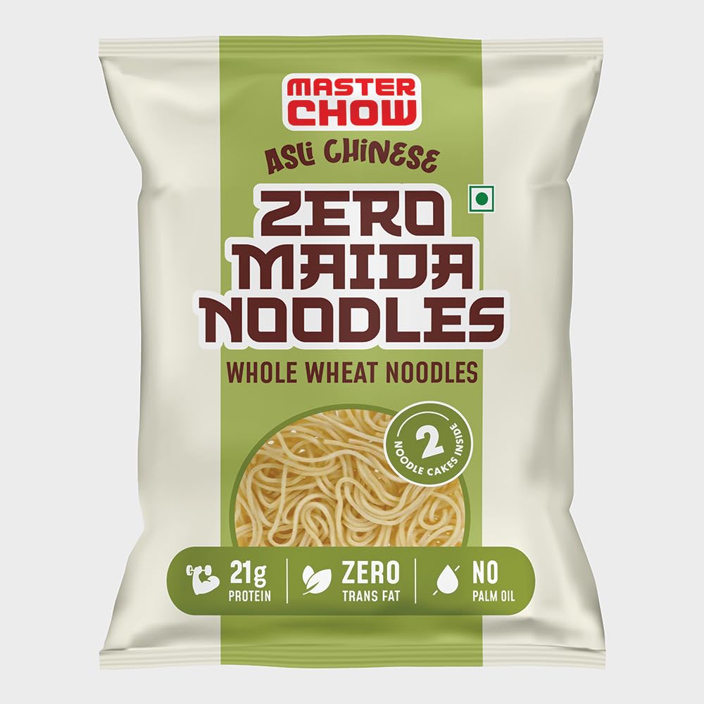 MasterChow Zero maida noodles | whole wheat noodles | 21 Grams of protein | No Preservatives and MSG (Pack of 1)