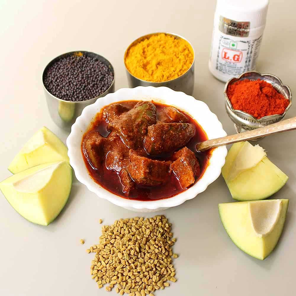 Jain - Mango/Avakaya Pickle Without Garlic - Super Delicious (Made for Jains) Aam Ka Achaar - Homemade and Handmade (250 Grams)